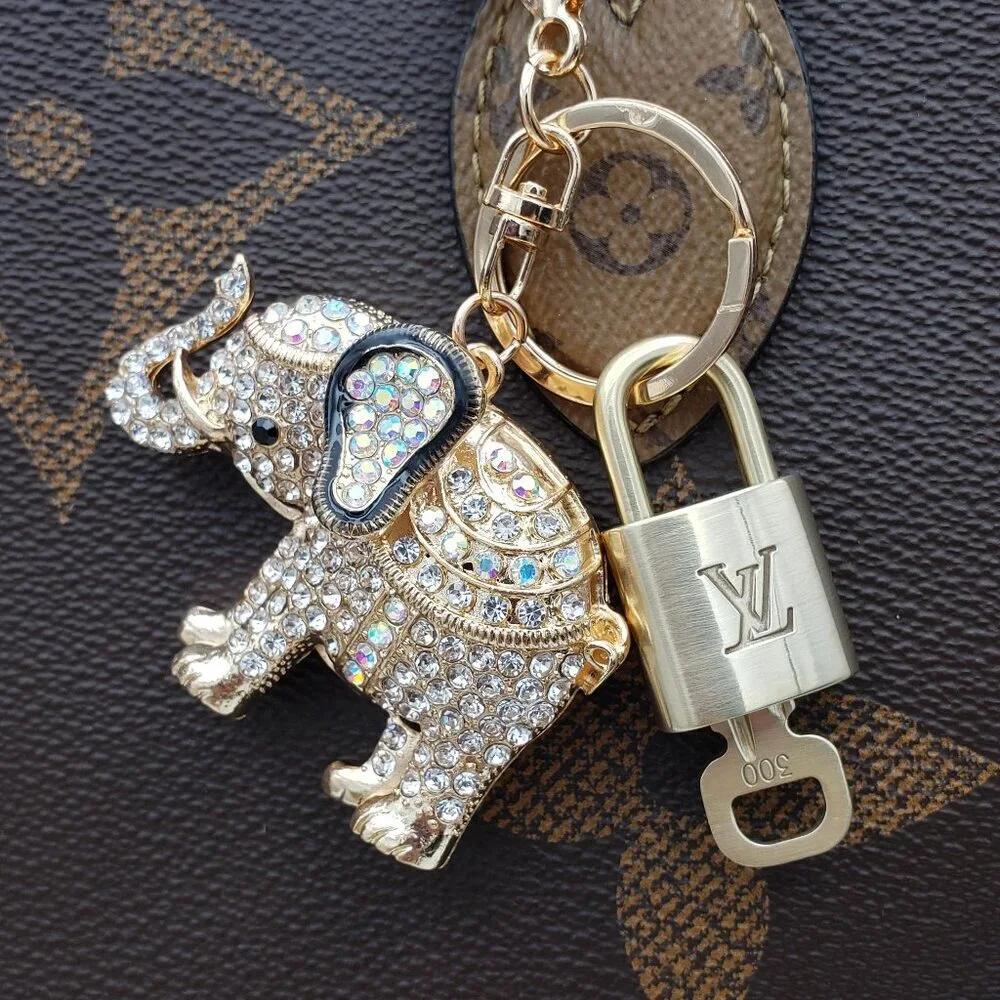 Authentic Louis Vuitton Gold Padlock 🔒 Shiny LV Key + Unbranded Elephant Charm